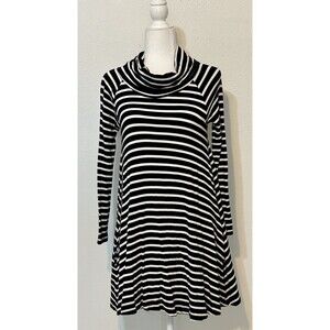 Lou & Grey Women’ Size XS  Striped Cowl Neck Jersey Knit Dress Minimalist Fall